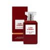 Contained in a luscious, deep cherry-red bottle. Capturing the scent's dichotomy of sweet and dark, the flacon is adored by a pale pink label, the colour of cherry blossoms.