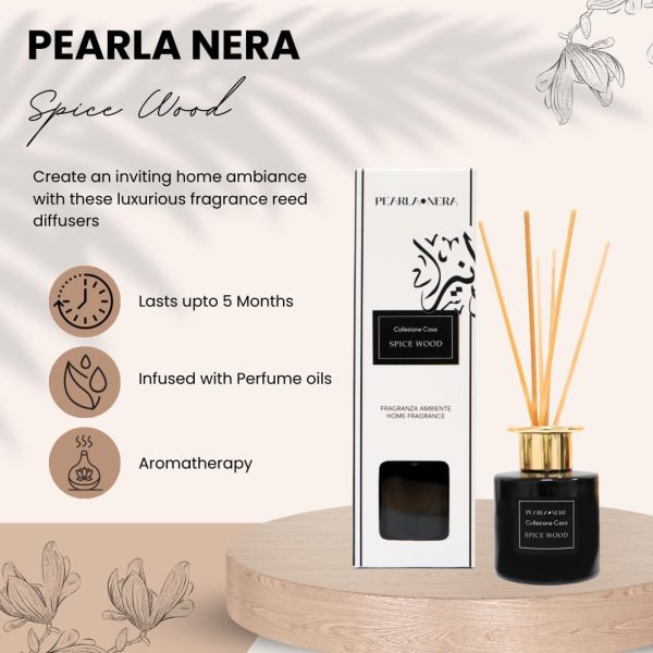 reed diffuser for home scented oil diffuser with sticks set by pearla nera spice wood air freshener 100ml aromatherapy long lasting home fragrance woody amber musk
