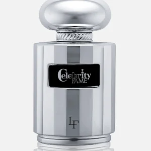 Front view of: 'La Fede Celebrity Fame 100ml Cirtus EDP by Khadlaj Perfumes'. Silver perfume for unisex