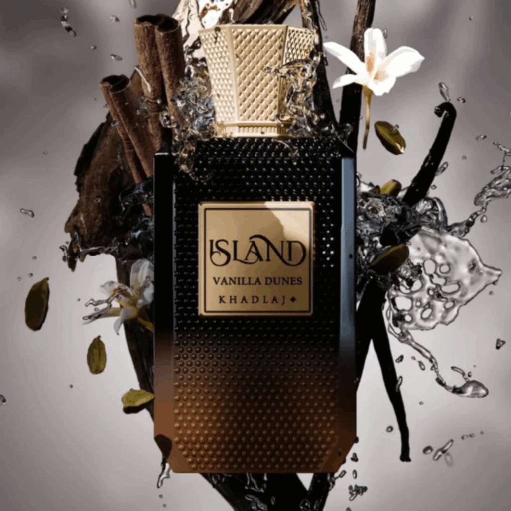Khadlaj Island Vanilla Dunes best autumn perfume 2025 in front of it's fragrance notes