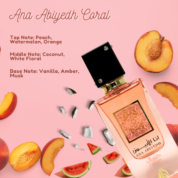 ana abiyedh coral eau de parfum by lattafa – fruity & floral fragrance – 100ml