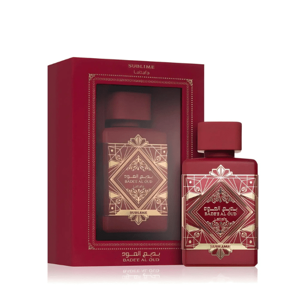 Badee Al Oud Sublime by Lattafa is a captivating unisex fragrance blending litchi, rose, jasmine, and oud with warm vanilla and patchouli scent.