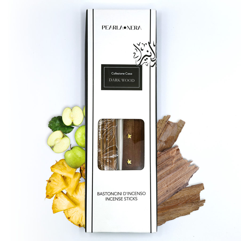 dark wood incense sticks with wooden holder by pearla nera with 40 incense sticks for aromatherapy, meditation, healing, spirituality and relaxation