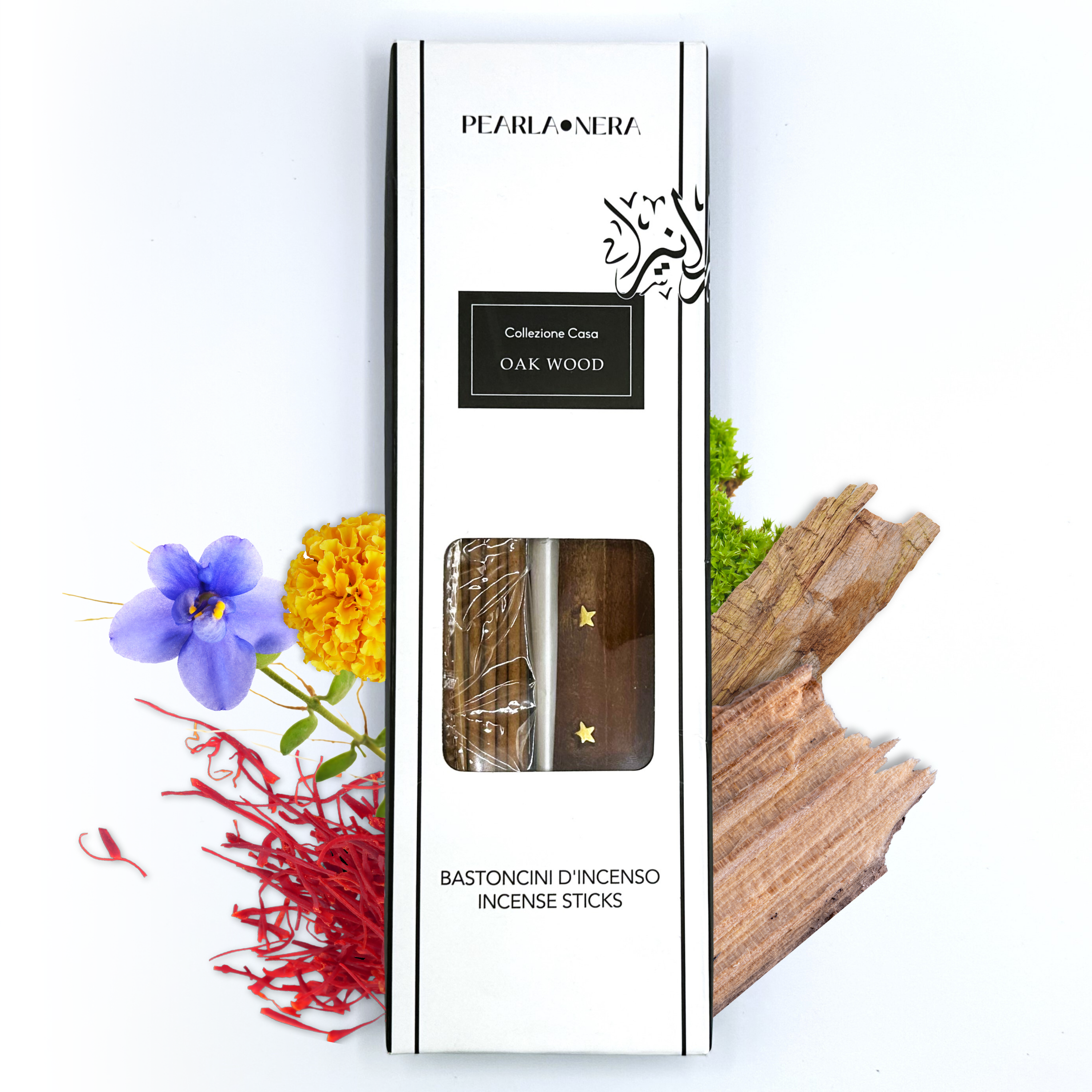 oak wood incense sticks with wooden holder by pearla nera with 40 incense sticks for aromatherapy