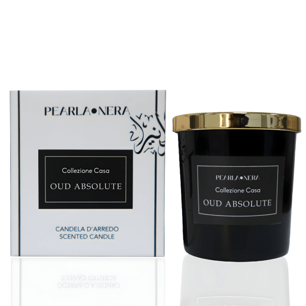 oud absolute scented candle by pearla nera lasting fragrance, relaxing aromatherapy stress relief, sustainable decorative amber jar, woody, amber, and musk infusion