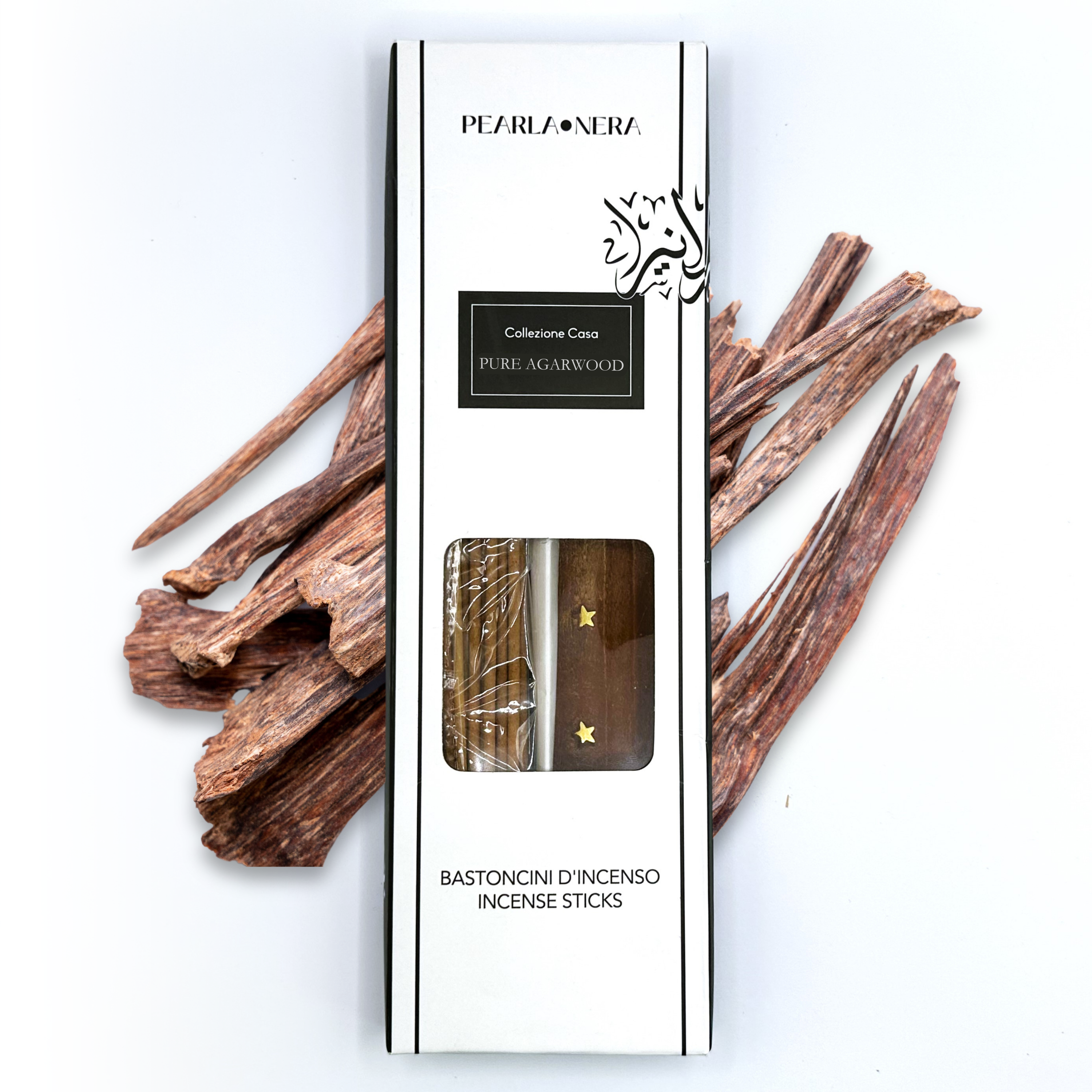 pure agarwood incense sticks with wooden holder by pearla nera with 40 incense sticks for aromatherapy