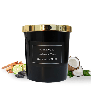 royal oud scented candle by pearla nera | tranquil amber coconut bliss with oriental spice and cedarwood long lasting fragrance for relaxation and aromatherapy eco friendly