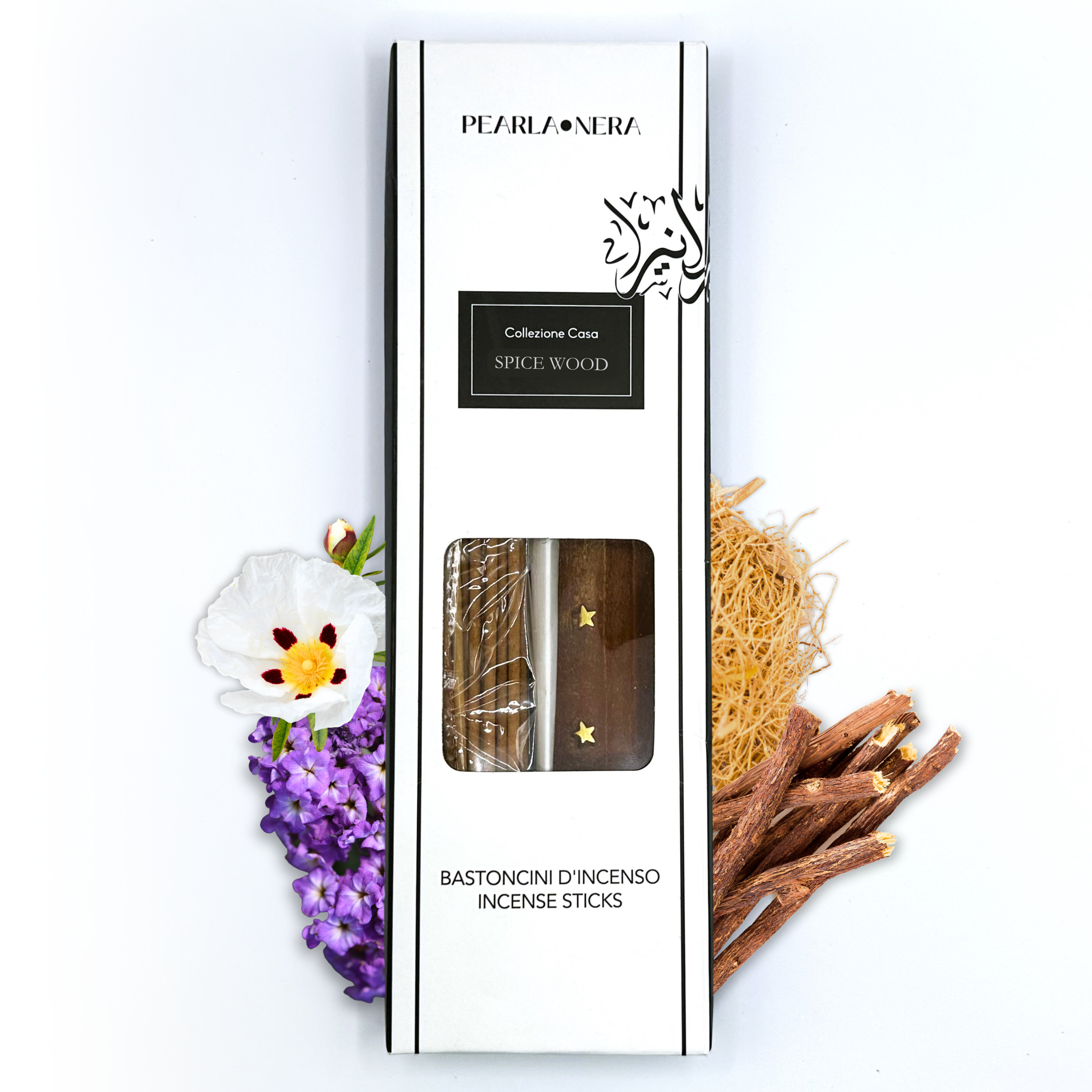 spice wood incense sticks with wooden holder by pearla nera with 40 incense sticks for aromatherapy